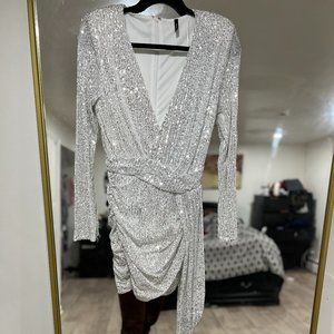 Classy White Sequence Mini Dress